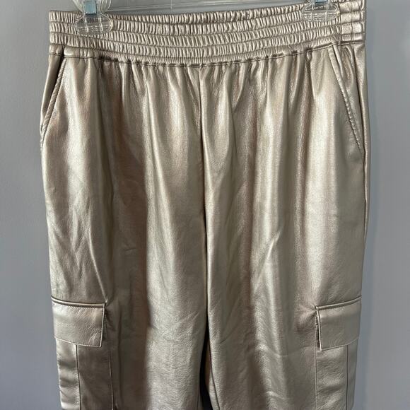 Generation Love Anthropologie Aidan Metallic Vegan Leather Jogger Pants Large - Picture 8 of 15